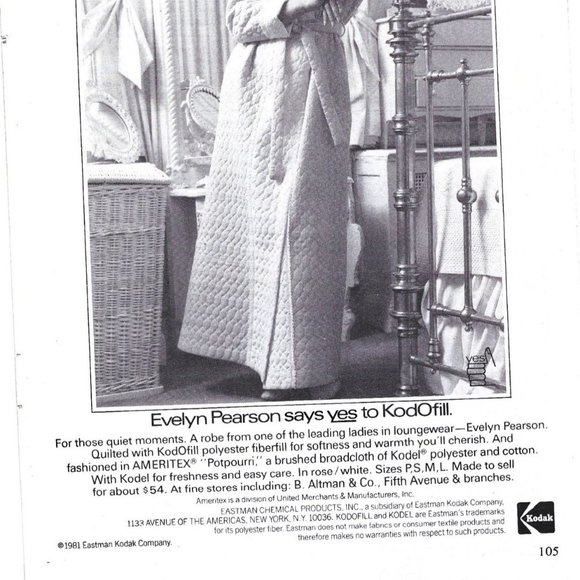 Evelyn Pearson KodOfill Kodak Polyester Fashion 1980s Vintage Print Ad 9 inch - Picture 2 of 2